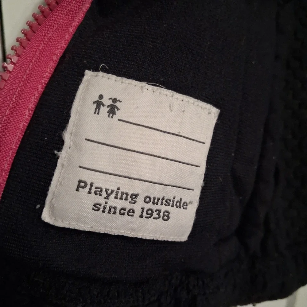 Columbia Fleece Jacket Girls S 7/8 Black Pink Zip Sherpa Warm Winter Outerwear